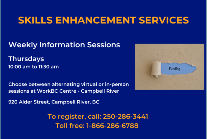 Info Sessions: Skills Enhancement Services - call toll free 1-866-286-6788