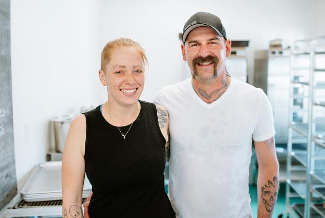 Mandi and Brad - Co-owners of The Sourdough Whisperer in Campbell RIver