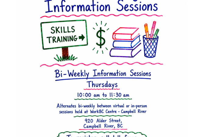 Bi-weekly Skills Training Information Sessions - Thursday, virtual or in person  call toll free 1-866-286-6788 to register
