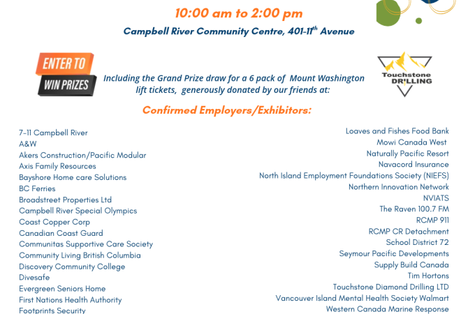 Campbell River Job Fair 2026, Tuesday, October 27th, 10-2