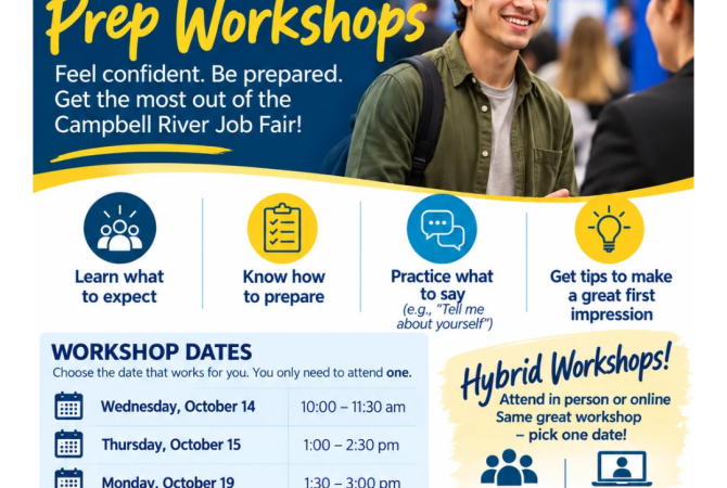 CR Job Fair and Job Fair Prep Workshops - Call toll free 1-866-286-6788 for information
